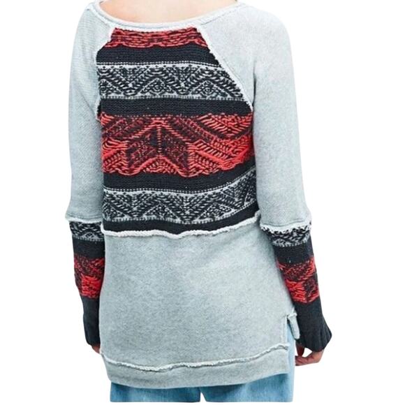 Free People Snow Angel Pullover Gray Red Black Sweater Women's Size XS - Picture 8 of 8